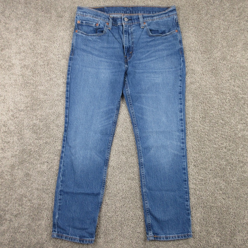 Levis Jeans Mens 34x29 Blue 511 Slim Straight Faded Whisker Stretch Denim Pants